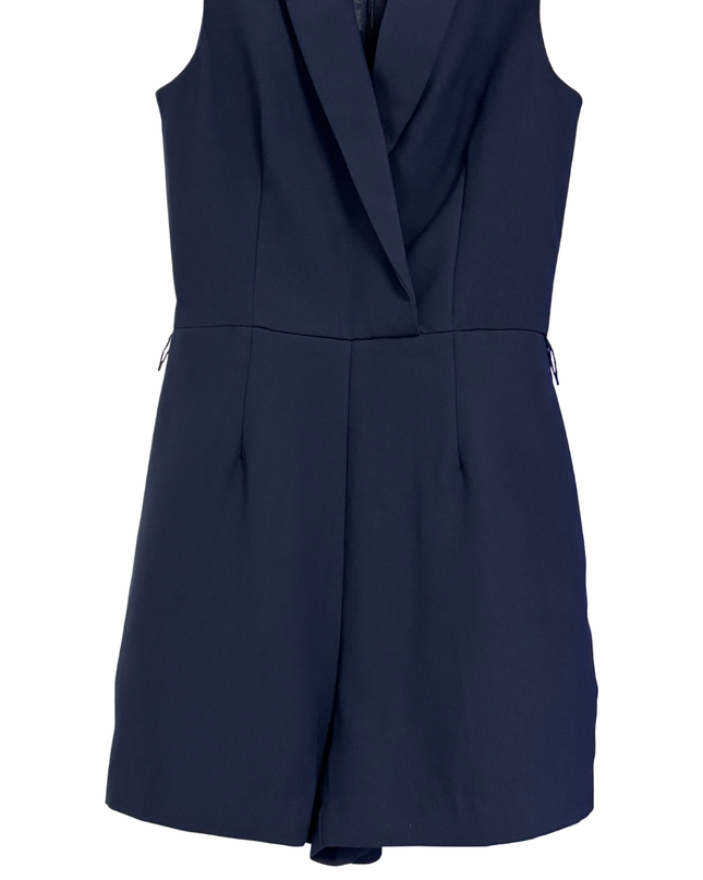 H&M Navy Blue Sleeveless Shawl Collar Romper
