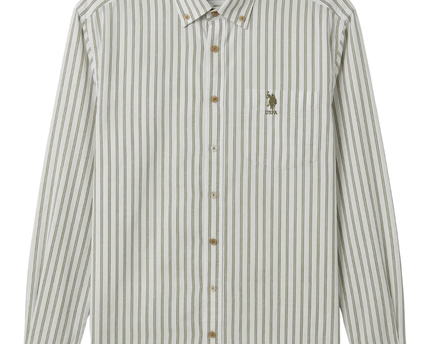 U.S. Polo Assn. Green Striped Long Sleeve Button-Down Shirt