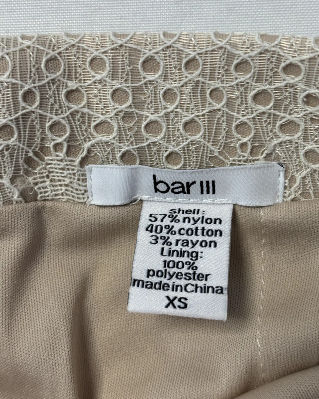 Bar III Cream Lace Overlay Pencil Skirt