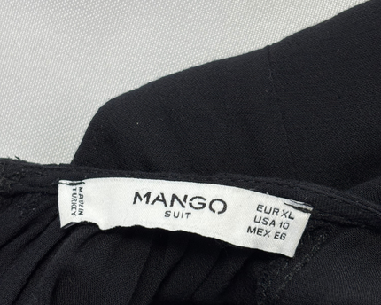 Mango Black Lace Trim Pleated Blouse