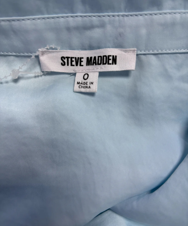 Steve Madden Light Blue Ruched Midi Shirt Dress