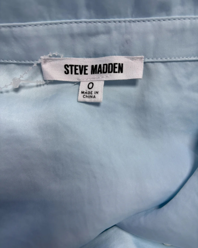 Steve Madden Light Blue Ruched Midi Shirt Dress