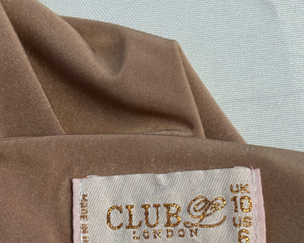 Club London Brown Long Sleeve Low Back Bodysuit
