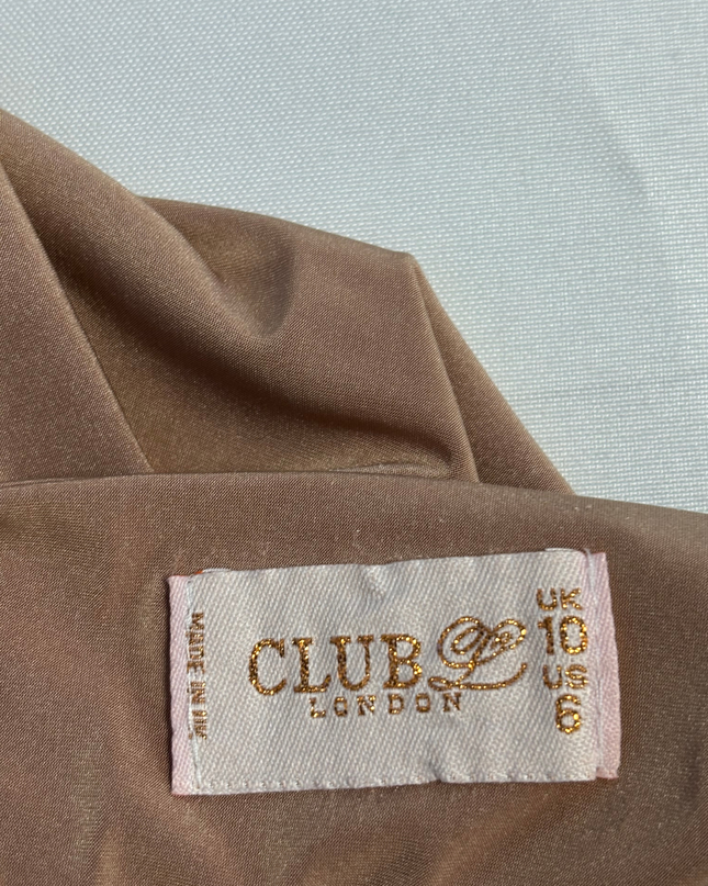 Club London Brown Long Sleeve Low Back Bodysuit