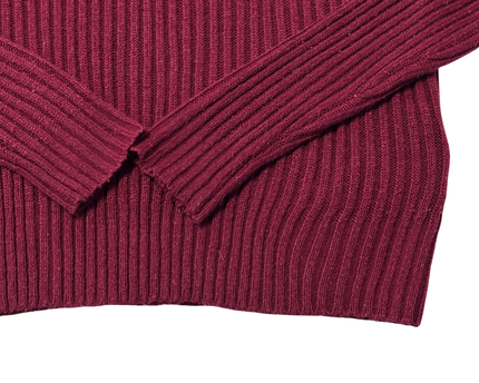 H&M Divided Maroon Mock Neck Ribbed Sweater