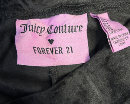 Juicy Couture x Forever 21 Black Velvet Rhinestone Logo Jogger Pants