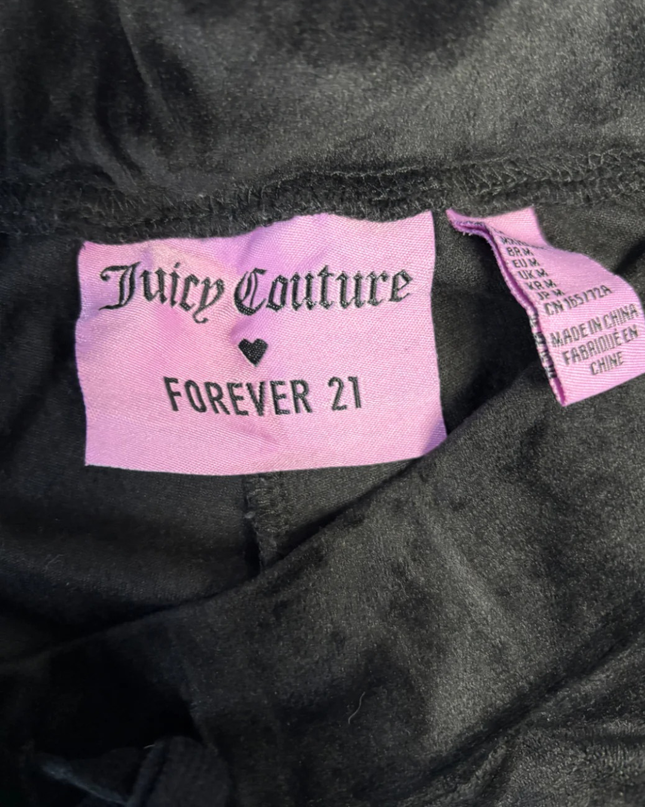 Juicy Couture x Forever 21 Black Velvet Rhinestone Logo Jogger Pants