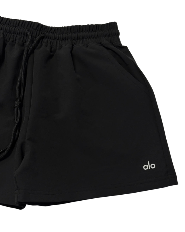 Alo Black Relaxed Fit Drawstring Sports Shorts