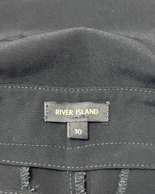 River Island Black Wide-Leg Dungaree Jumpsuit