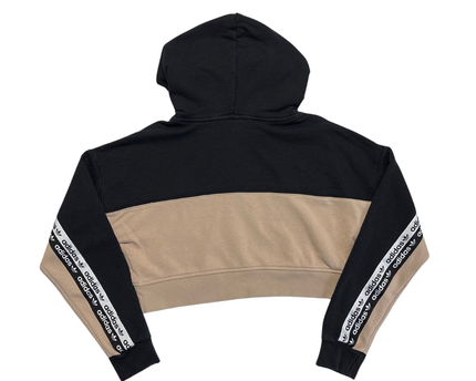 Adidas Black & Beige Cropped Hoodie