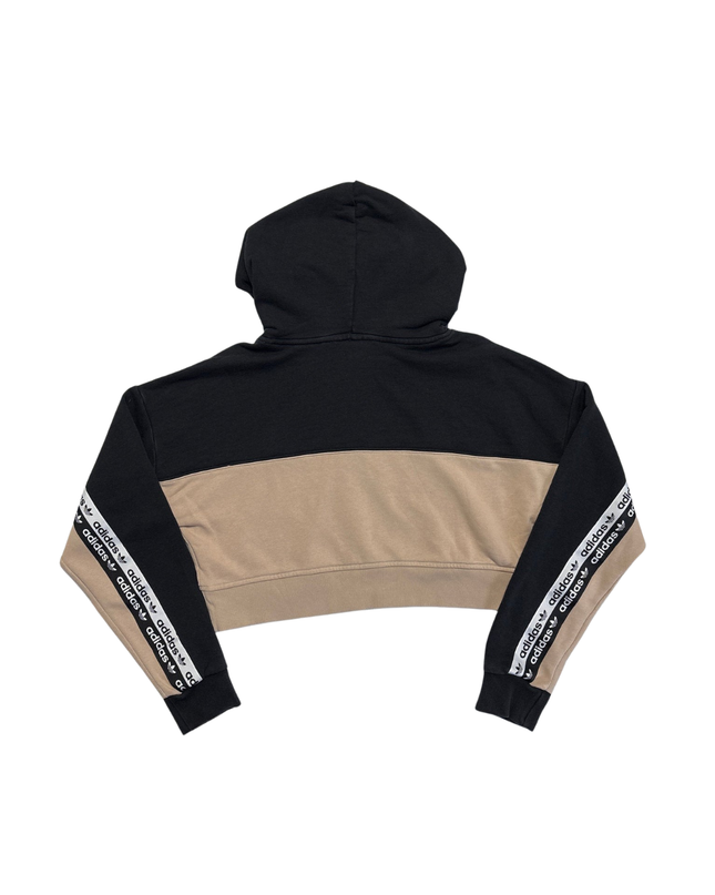 Adidas Black & Beige Cropped Hoodie