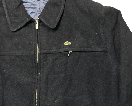 Lacoste Navy Blue Wool Blend Zip-Up Jacket