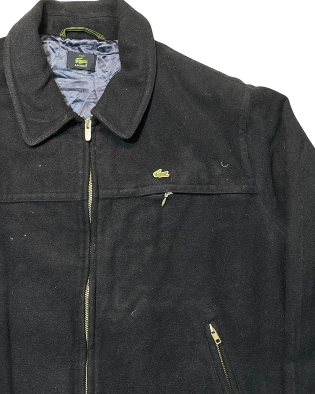 Lacoste Navy Blue Wool Blend Zip-Up Jacket