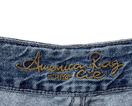 American Rag Cie Blue Distressed Denim Shorts with Lace Trim