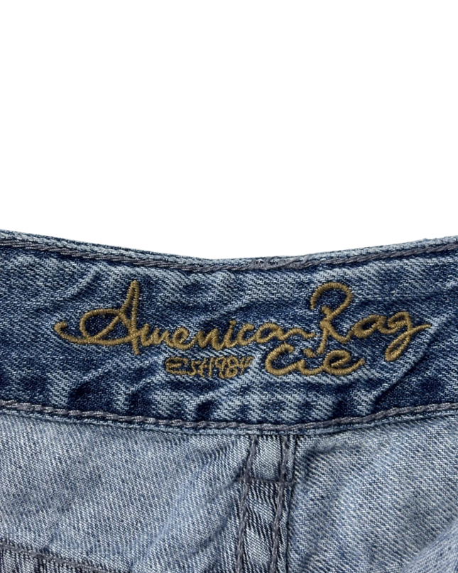 American Rag Cie Blue Distressed Denim Shorts with Lace Trim