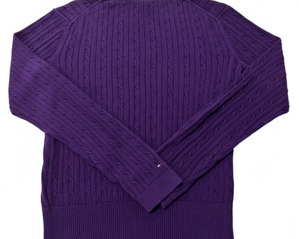 Tommy Hilfiger Purple Cable Knit V-Neck Sweater