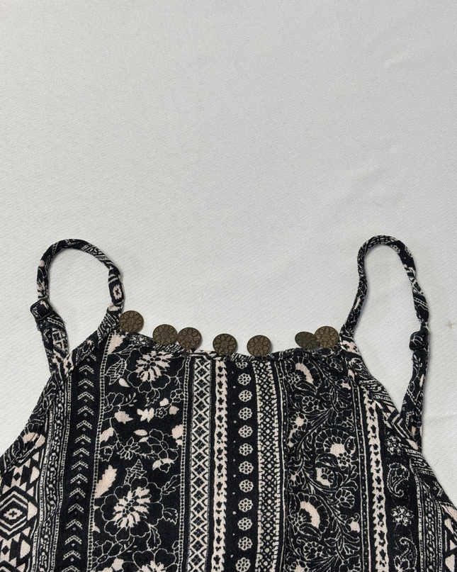 American Eagle Black and White Geometric Print Romper