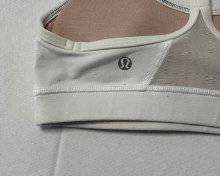 Lululemon White Flow Y Light Support Sports Bra