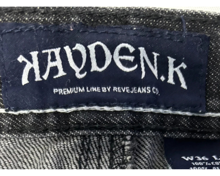 HAYDEN.K Black Distressed Contrast Stitch Wings Jeans