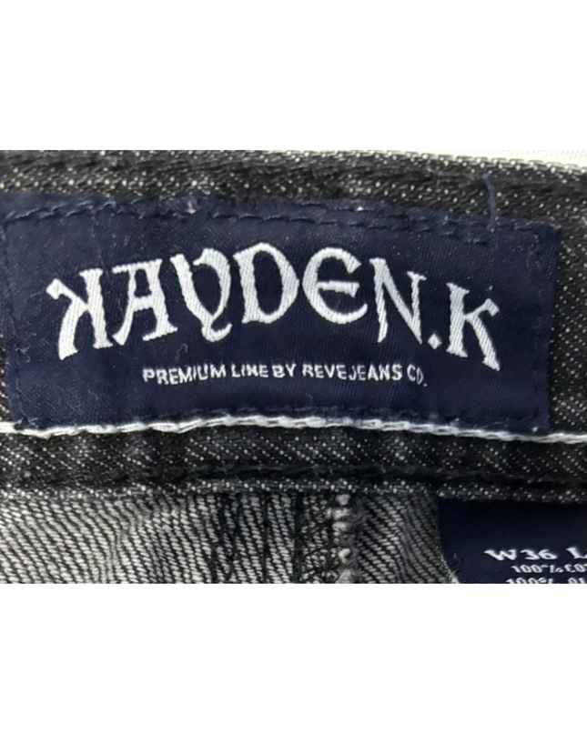 HAYDEN.K Black Distressed Contrast Stitch Wings Jeans