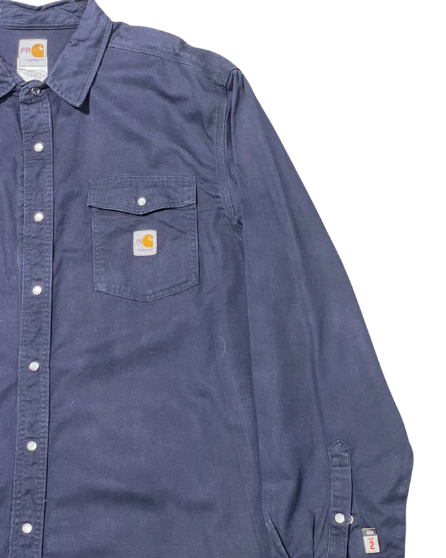 Carhartt Navy Blue Flame-Resistant Long Sleeve Utility Work Shirt
