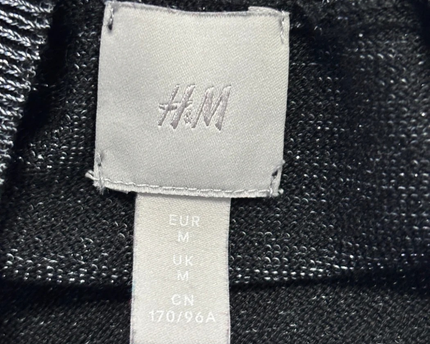 H&M Grey Shimmer Puffed Shoulder Sweater