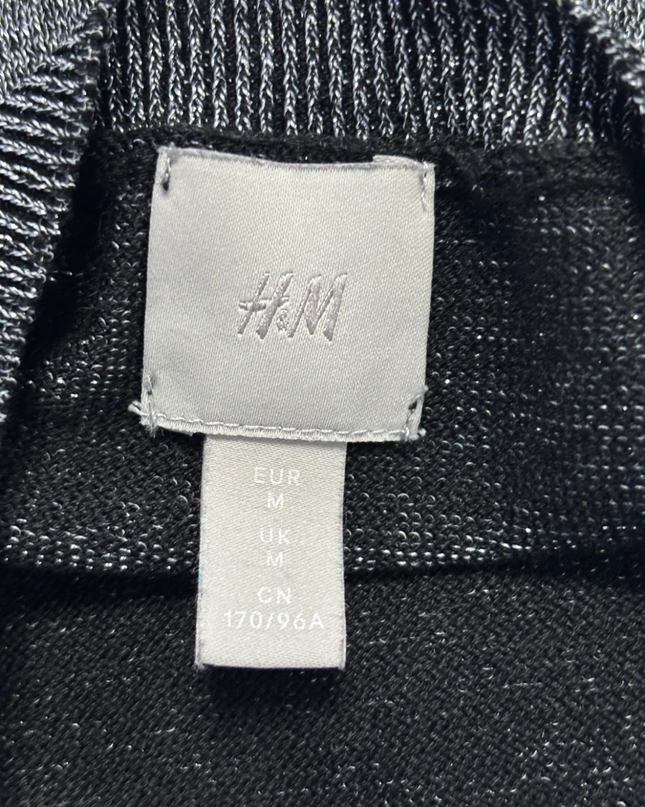 H&M Grey Shimmer Puffed Shoulder Sweater