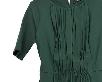 Betty Jackson. Black Green Pleated Midi Dress