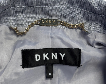 DKNY Blue Peplum Pleated Two-Button Blazer