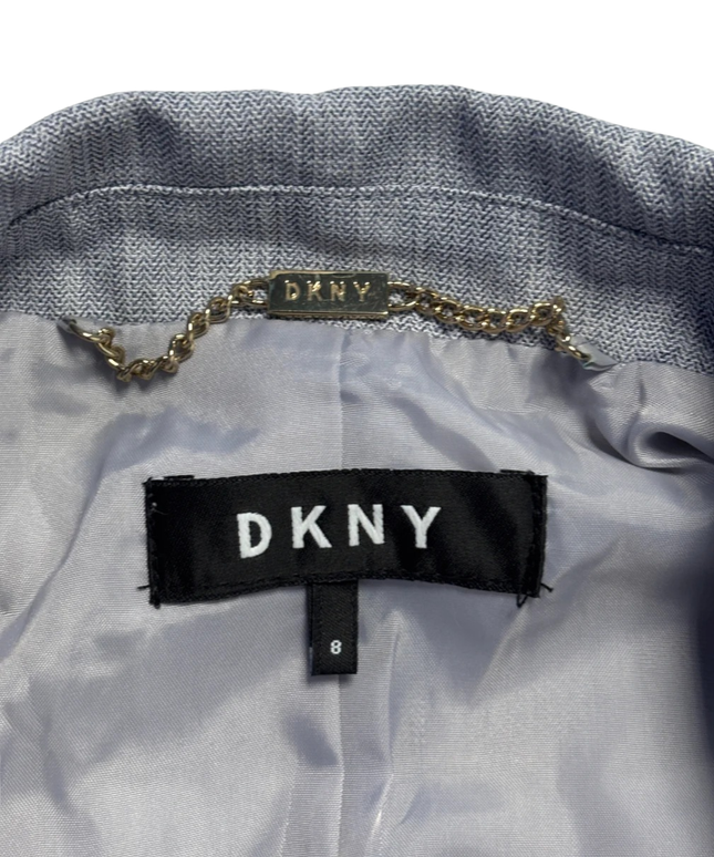 DKNY Blue Peplum Pleated Two-Button Blazer