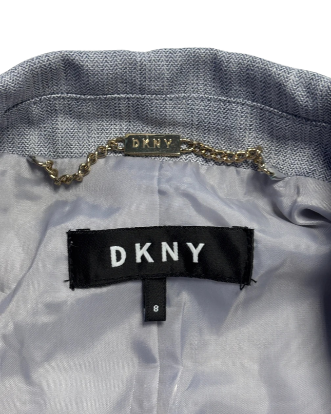 DKNY Blue Peplum Pleated Two-Button Blazer