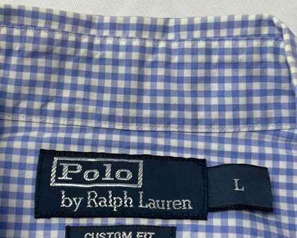 Polo Ralph Lauren Blue Checkered Short Sleeve Custom Fit Shirt