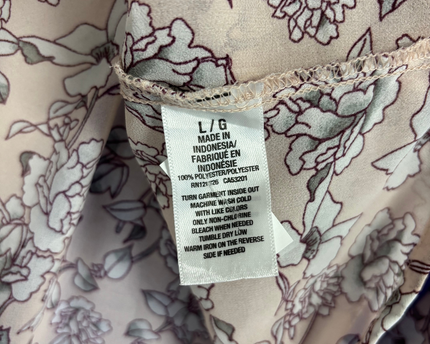 Aeropostale Beige Floral Peplum Blouse with Flared Sleeves