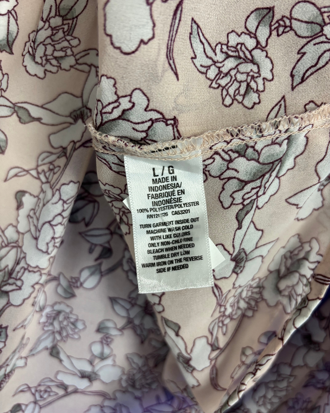 Aeropostale Beige Floral Peplum Blouse with Flared Sleeves