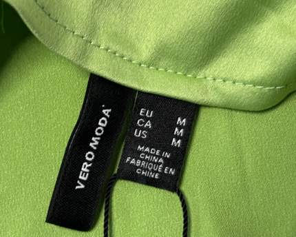 Vero Moda Bright Green Satin Midi Skirt with Lace Trim W/Tags