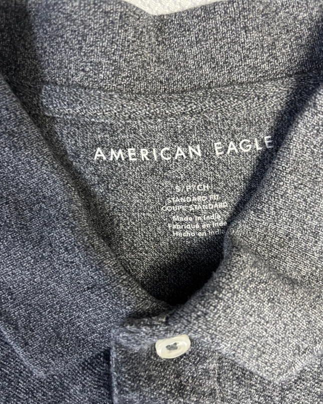 American Eagle Grey Short Sleeve Polo Shirt