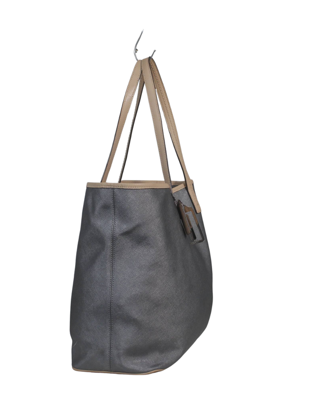 Coach Grey Metallic Crossgrain Leather Tote Bag