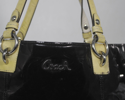 Coach Black Embossed Patent Leather Tote Bag