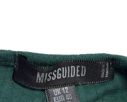 Missguided Dark Green Ribbed V-Neck Short Sleeve Bodysuit