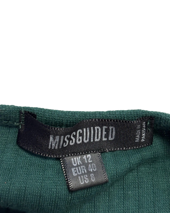 Missguided Dark Green Ribbed V-Neck Short Sleeve Bodysuit