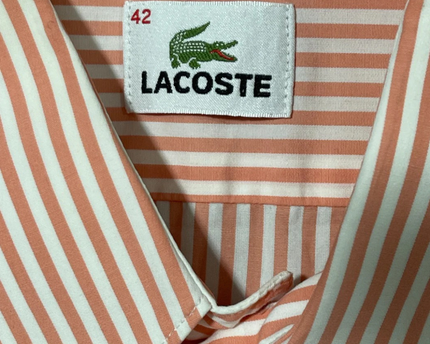 Lacoste Orange Striped Short Sleeve Button-Down Shirt