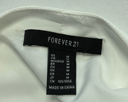 Forever 21 White V-Neck Tie-Front Short Sleeve Midi Dress
