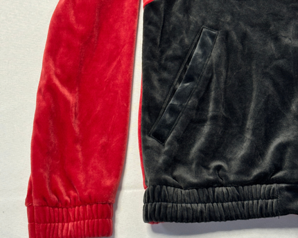 INC International Concepts Red/Black/White Velour Colorblock Track Jacket