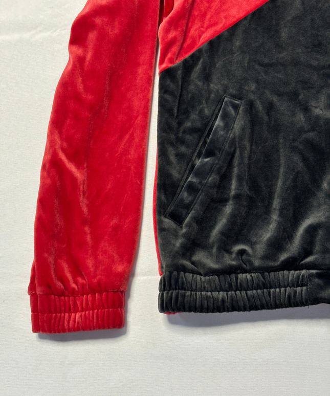 INC International Concepts Red/Black/White Velour Colorblock Track Jacket