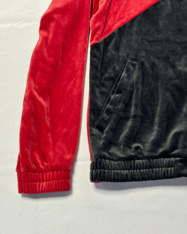 INC International Concepts Red/Black/White Velour Colorblock Track Jacket