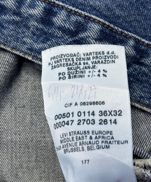 Levi's Blue 501 Original Straight Leg Button Fly Jeans