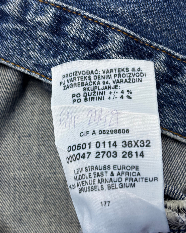 Levi's Blue 501 Original Straight Leg Button Fly Jeans