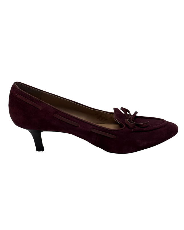 Franco Sarto Burgundy Suede Bow Accent Kitten Heels | With Box