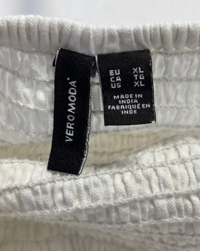 Vero Moda White Smocked Tiered Midi Dress