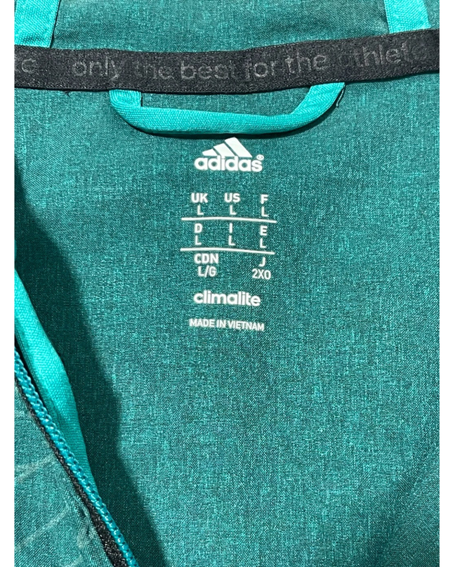 Adidas Grey and Teal Zip-Up Hooded Jacket